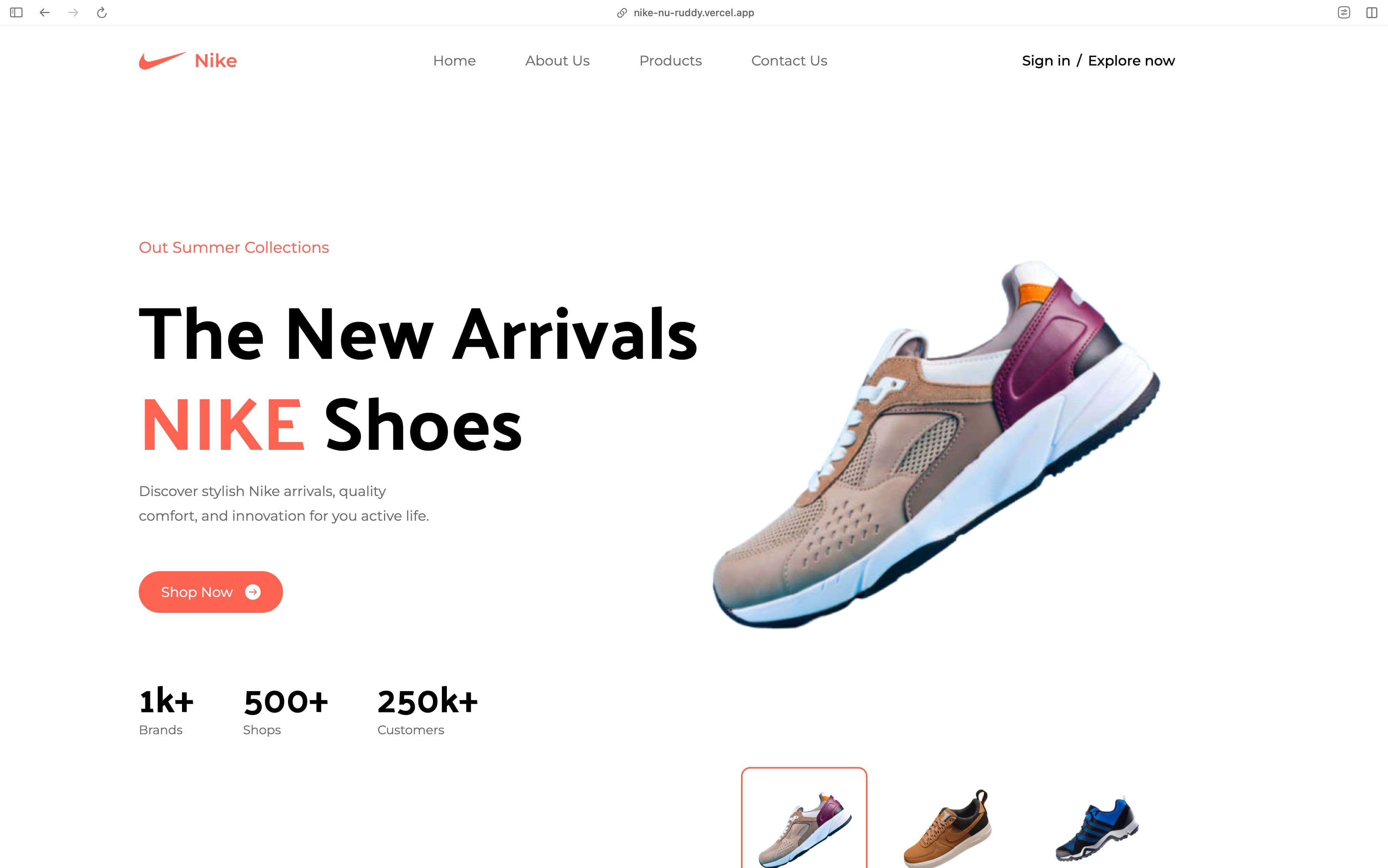 Screenshot of Nike Clone project