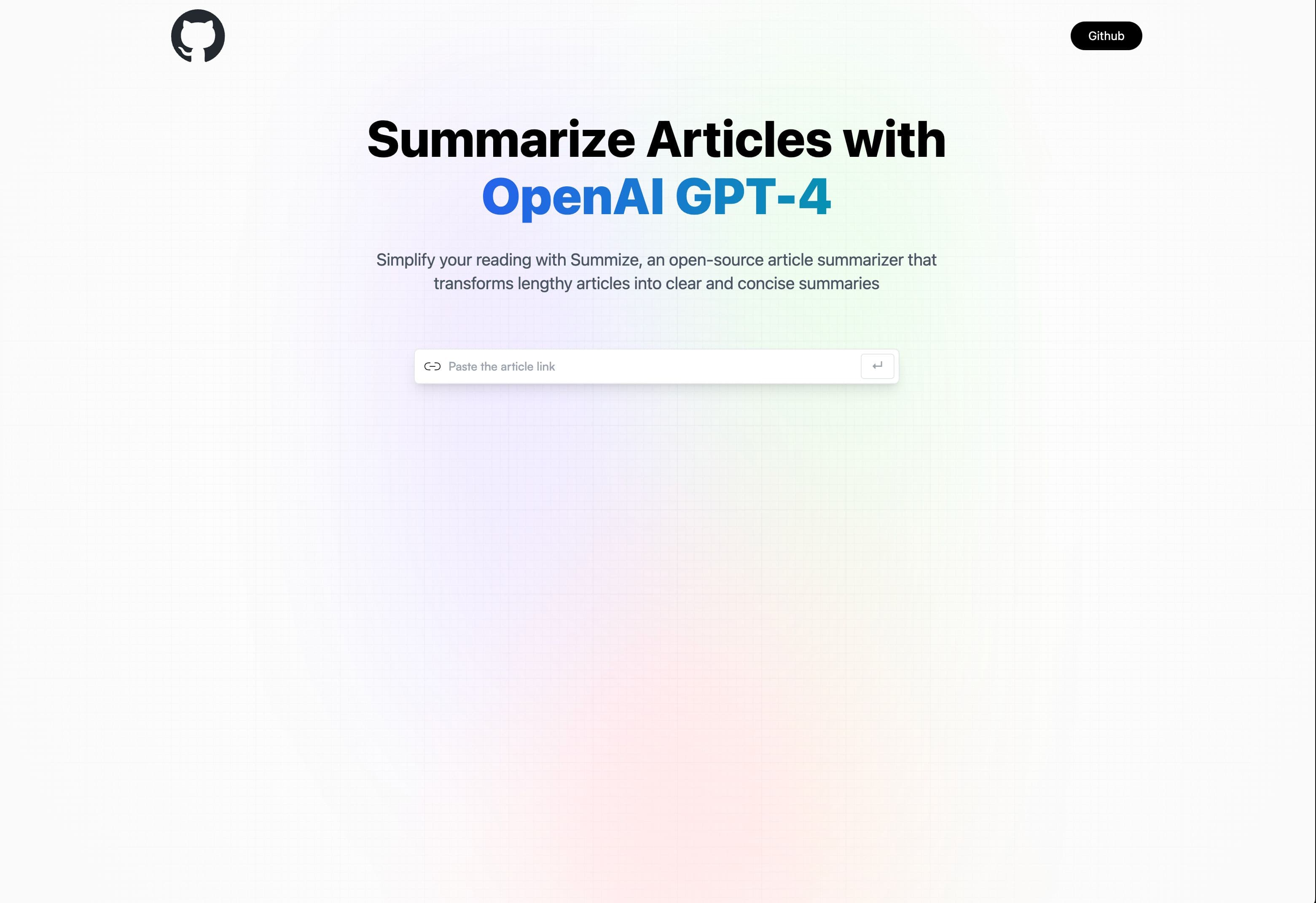 Screenshot of AI Article Summarizer project